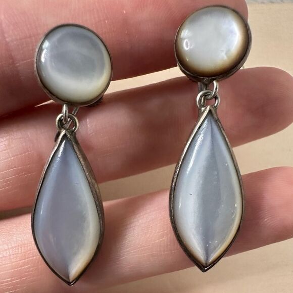 Antique Screw Back Moon Glow Look Abalone Earrings - Picture 1 of 6